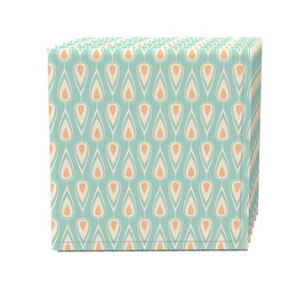 Napkin Set of 4, 100% Cotton, 20x20", Retro Geometric