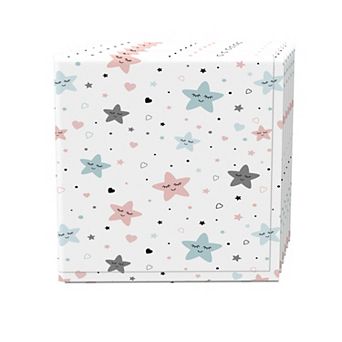 Napkin Set of 4, 100% Cotton, 20x20", Pink & Blue Stars