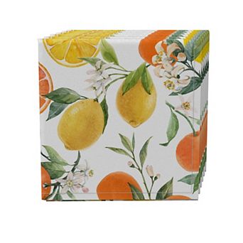 Napkin Set of 4, 100% Cotton, 20x20", Oranges & lemons