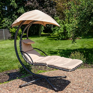 Sunnydaze Floating Lounge with Umbrella/Cushion and Stand
