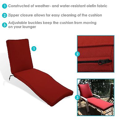 Sunnydaze Olefin Chaise Lounge Indoor and Outdoor Chair Cushion - Red