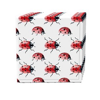 Napkin Set of 4, 100% Cotton, 20x20", Watercolor Ladybugs
