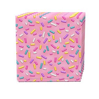 Napkin Set of 4, 100% Cotton, 20x20", Rainbow Sprinkles Pink