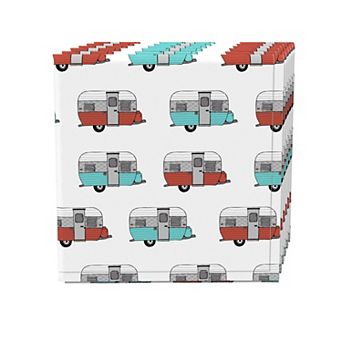 Napkin Set of 4, 100% Cotton, 20x20", Retro Trailer Camper