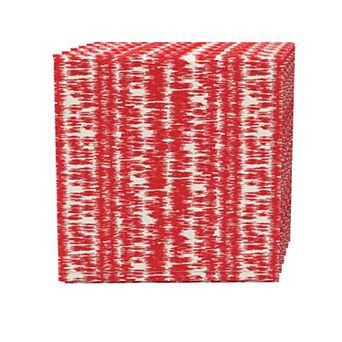 Napkin Set of 4, 100% Cotton, 20x20", Red Ikat Design
