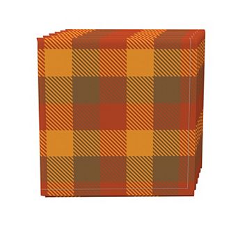 Napkin Set of 4, 100% Cotton, 20x20", Vintage Fall Tartan Plaid