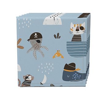 Napkin Set of 4, 100% Cotton, 20x20", Pirate Design