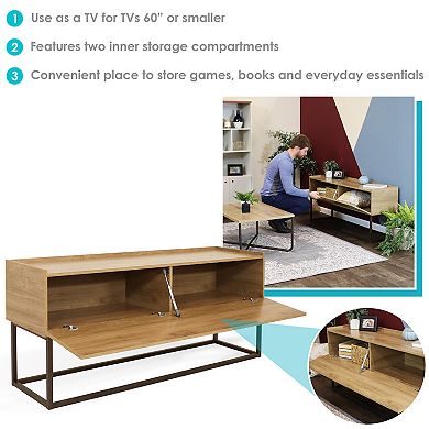 Sunnydaze Industrial-Style MDP Buffet Table - Brown - 54.75 in