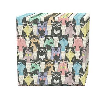 Napkin Set of 4, 100% Cotton, 20x20", Smarty Cats