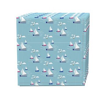 Napkin Set of 4, 100% Cotton, 20x20", Summertime Seagulls & Sailboats