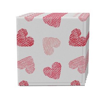 Napkin Set of 4, 100% Cotton, 20x20", Valentine's Shaded Hearts