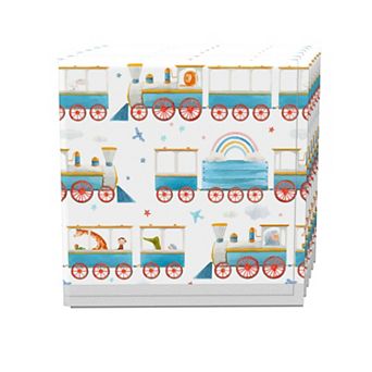 Napkin Set of 4, 100% Cotton, 20x20", Watercolor Train & Zoo Animals