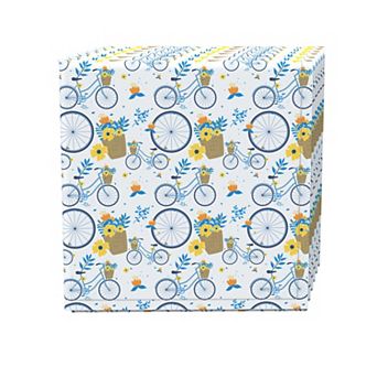 Napkin Set of 4, 100% Cotton, 20x20", Vintage Bikes & Floral Baskets