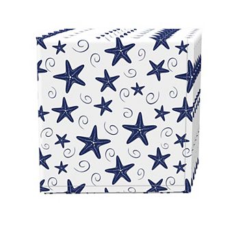 Napkin Set of 4, 100% Cotton, 20x20", Navy Starfish & Swirls
