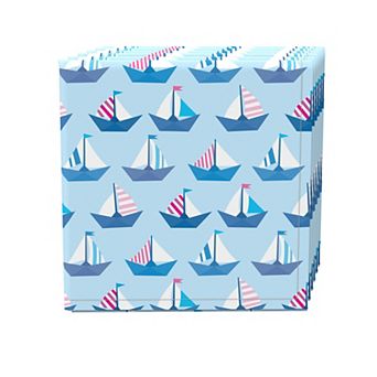 Napkin Set of 4, 100% Cotton, 20x20", Paper Sailboats