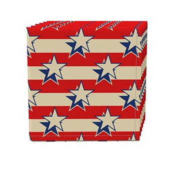 Napkin Set of 4, 100% Cotton, 20x20", USA Stars