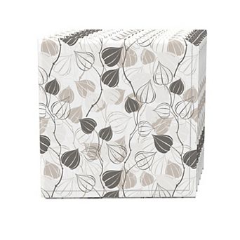 Napkin Set of 4, 100% Cotton, 20x20", Outlined Abstract Leaves
