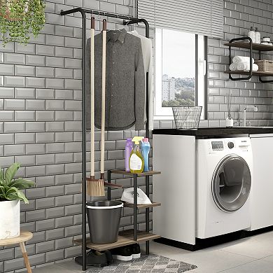 Sunnydaze Wall-Mounted MDP 3-Shelf Storage Rack - Black - 67 in