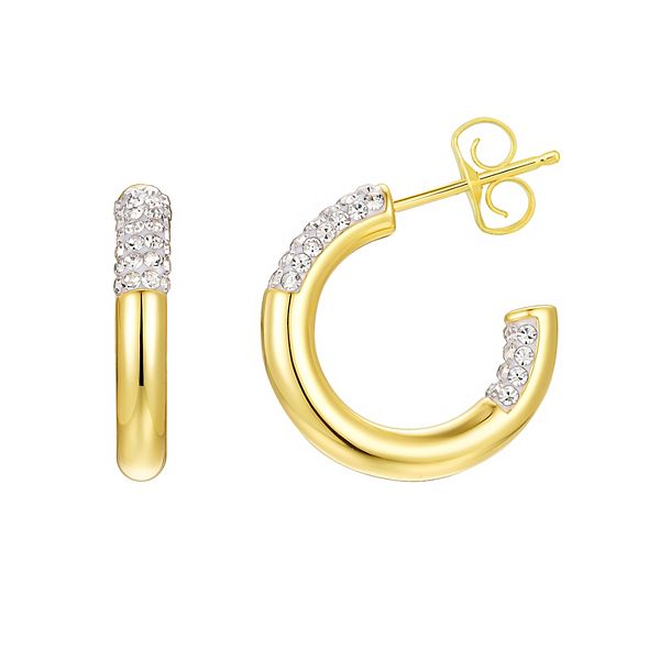 Chrystina Gold Tone Crystal Hoop Earrings