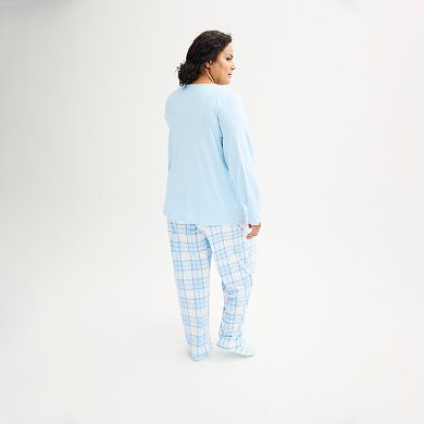 Plus Size Croft & Barrow® Long Sleeve Pajama Top & Pajama Pant Sleep Set