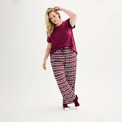 Plus Size Croft & Barrow® Short-Sleeve Pajama Top & Pajama Pant Sleep Set