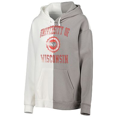 Women's Gameday Couture Gray/White Wisconsin Badgers Split Pullover Hoodie
