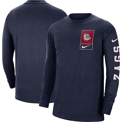 Men's Nike Navy Gonzaga Bulldogs Seasonal Max90 2-Hit Long Sleeve T-Shirt