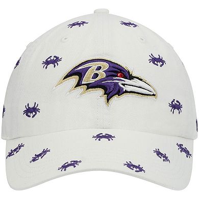 Women's '47 White Baltimore Ravens Confetti Clean Up Adjustable Hat