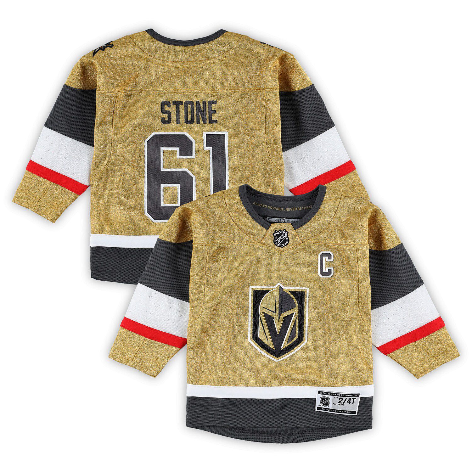 YOUTH-S/M MARK STONE VEGAS GOLDEN KNIGHTS 2023 STANLEY CUP FANATICS ROAD  JERSEY