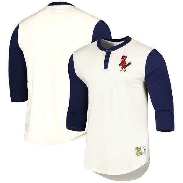 Men's St. Louis Cardinals Mitchell & Ness Red 3/4-Sleeve Henley T-Shirt