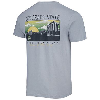 Men's Gray Colorado State Rams Campus Scenery Comfort Color T-Shirt