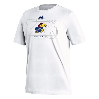 Men's adidas White Kansas Jayhawks Locker Lines Softball Fresh T-Shirt