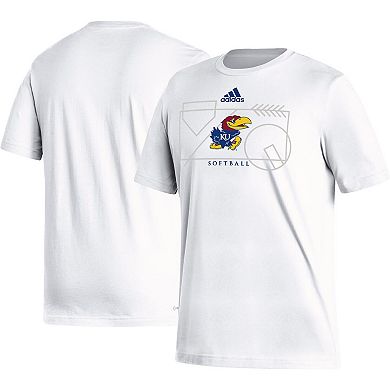 Men's adidas White Kansas Jayhawks Locker Lines Softball Fresh T-Shirt