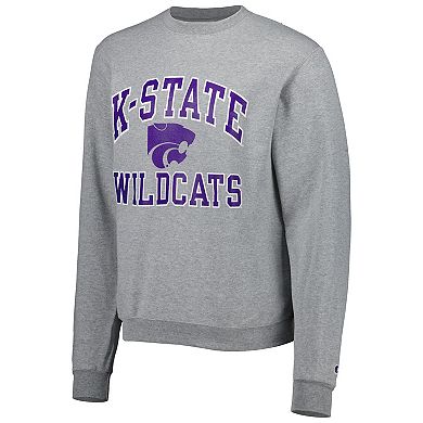 Men's Champion Heather Gray Kansas State Wildcats High Motor Pullover Sweatshirt