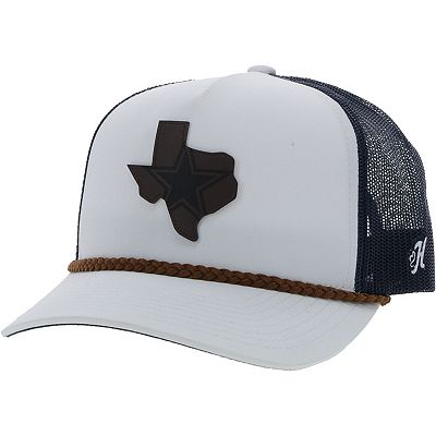 Men s HOOey White Navy Dallas Cowboys State Patch Trucker Snapback Hat