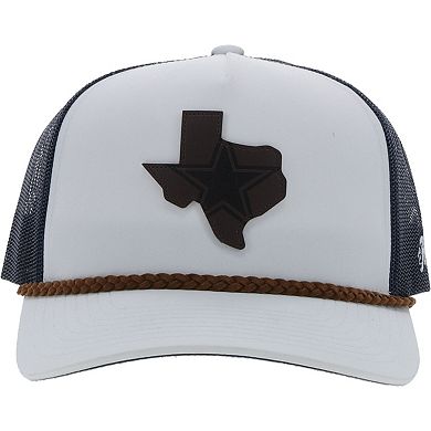 Men's HOOey White/Navy Dallas Cowboys State Patch Trucker Snapback Hat