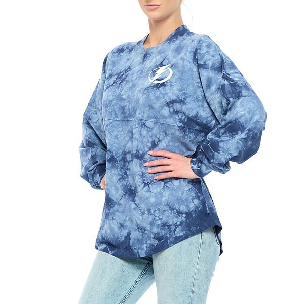 Women's Fanatics Branded Blue Tampa Bay Lightning Take The Shot Long Sleeve Lace-Up V-Neck T-Shirt