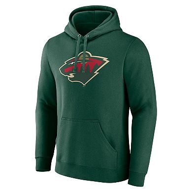 Men's Fanatics Branded Green Minnesota Wild Primary Logo Pullover Hoodie