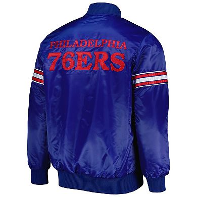 Men's Starter Royal Philadelphia 76ers Pick & Roll Satin Full-Snap Varsity Jacket