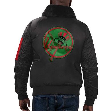 Men's Starter x Ty Hopkins Black New York Yankees Black History Month Satin Full-Zip Jacket