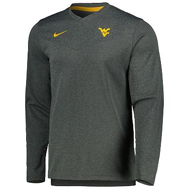 Men's Nike Heather Charcoal West Virginia Mountaineers 2022 Coach Performance Long Sleeve V-Neck T-Shirt
