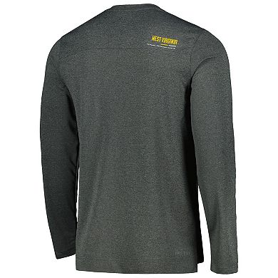 Men's Nike Heather Charcoal West Virginia Mountaineers 2022 Coach Performance Long Sleeve V-Neck T-Shirt