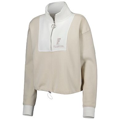 Women's Gameday Couture Tan/White Florida Gators Color-Block Quarter-Zip Jacket