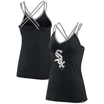 Women's Fanatics Branded Black Chicago White Sox Barrel It Up Cross Back V-Neck Tank Top