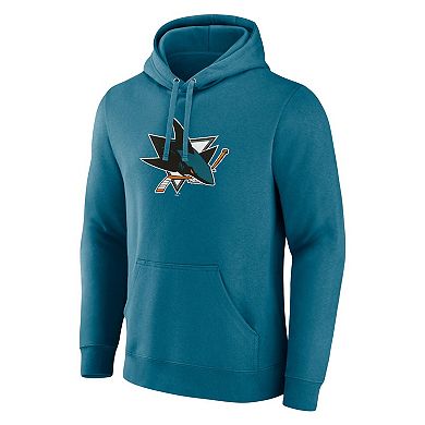 Men's Fanatics Branded Teal San Jose Sharks Primary Logo Pullover Hoodie
