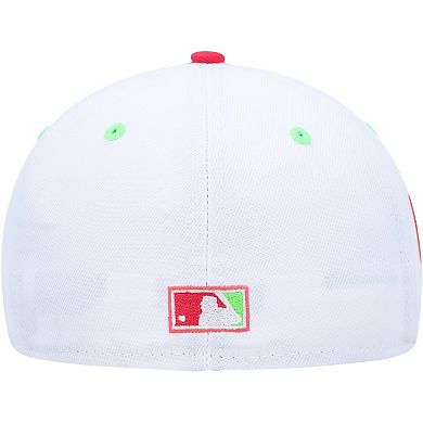 Men's New Era White/Coral Oakland Athletics 40th Anniversary Strawberry Lolli 59FIFTY Fitted Hat
