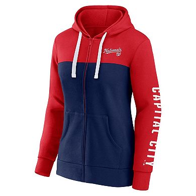 Women's Fanatics Branded Red/Navy Washington Nationals Take The Field Colorblocked Hoodie Full-Zip Jacket