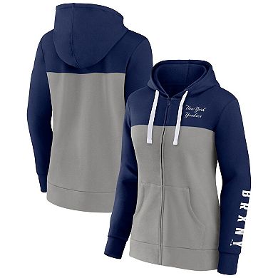 Women's Fanatics Branded Navy/Gray New York Yankees Take The Field Colorblocked Hoodie Full-Zip Jacket