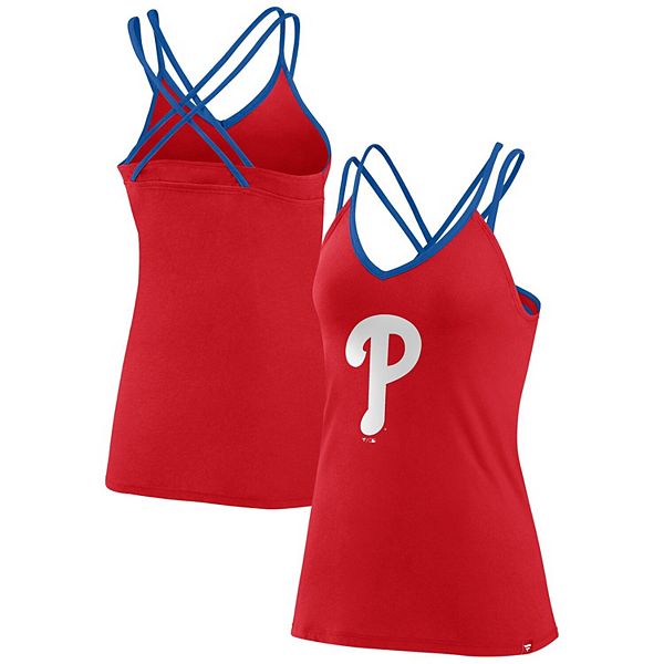 Womens Fanatics Branded Red Philadelphia Phillies Barrel It Up Cross Back V Neck Tank Top 