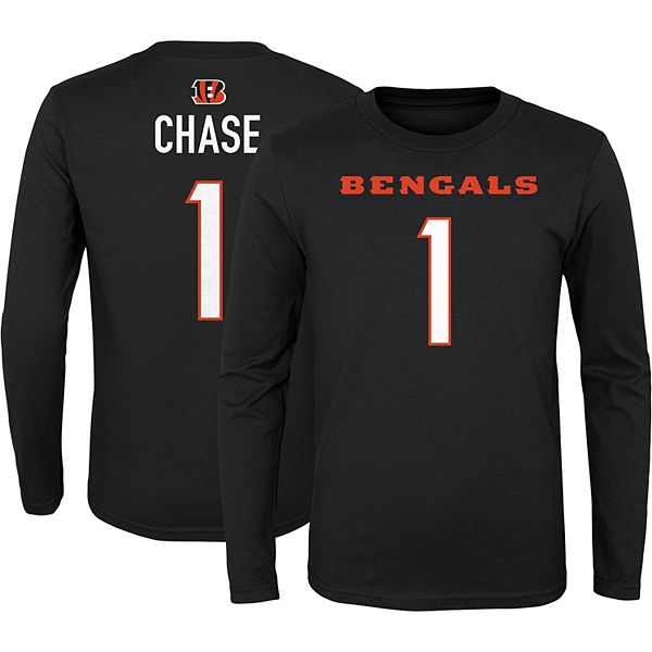 Outerstuff Kids' Youth Ja'marr Chase Black Cincinnati Bengals Mainliner  Player Name & Number T-shirt